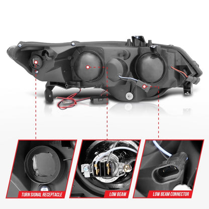 Anzo 2006-2011 Honda Civic Projector Headlights w/ Halo Black (CCFL) 121062 Photo - Unmounted
