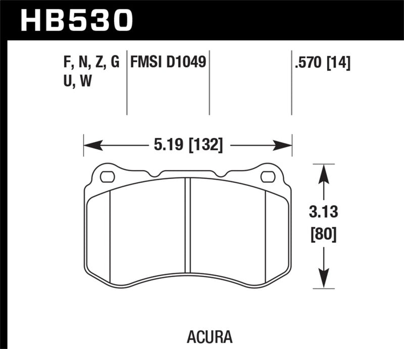 Hawk 04-08 Acura TL HPS 5.0 Front Brake Pads HB530B.570 HB530B.570 Photo - Primary