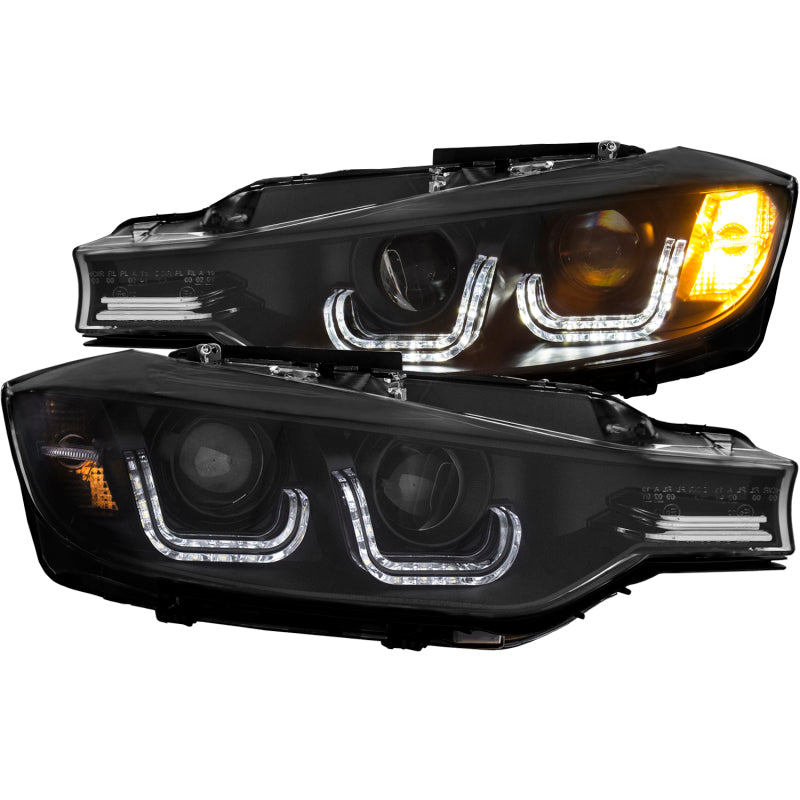 Anzo 2012-2015 BMW 3 Series Projector Headlights w/ U-Bar Black 121504 Photo - Primary