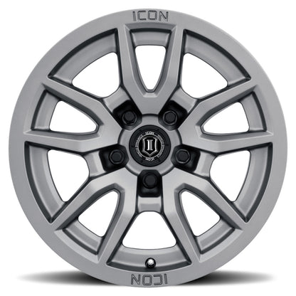 ICON Vector 5 17x8.5 5x5 -6mm Offset 4.5in BS 71.5mm Bore Titanium Wheel 2617857345TT 2617857345TT Photo - Close Up