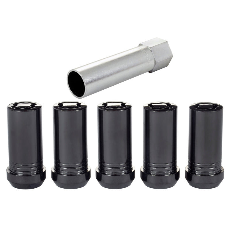 McGard Wheel Lock Nut Set - 5pk. (Tuner / Cone Seat) 1/2-20 / 13/16 Hex / 1.60in. Length - Black 25540BK 25540BK Photo - Primary