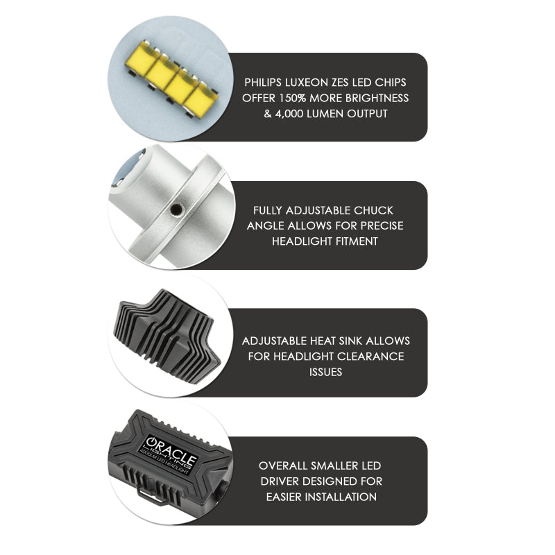 ORACLE Lighting Oracle 52 4000 Lumen LED Headlight Bulbs (Pair) - 6000K 5244-001 5244-001 Photo - lifestyle view