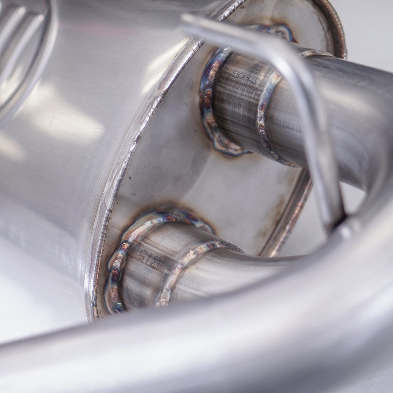 Stainless Works 2018+ Jeep Wrangler JL 304SS Factory Connect 2.5in Cat Back Exhaust System JPJLUCB JPJLUCB Photo - Close Up