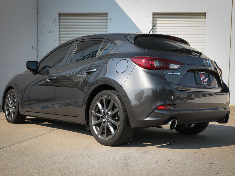 aFe Takeda 2-1/2in 304 SS Cat-Back Exhaust w/ Polished Tips 14-18 Mazda 3 L4 2.0L/2.5L 49-37015-P 49-37015-P Photo - Mounted