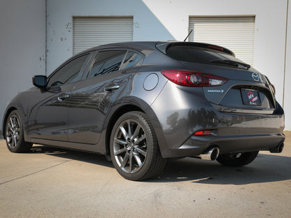 aFe Takeda 2-1/2in 304 SS Cat-Back Exhaust w/ Polished Tips 14-18 Mazda 3 L4 2.0L/2.5L 49-37015-P 49-37015-P Photo - Mounted