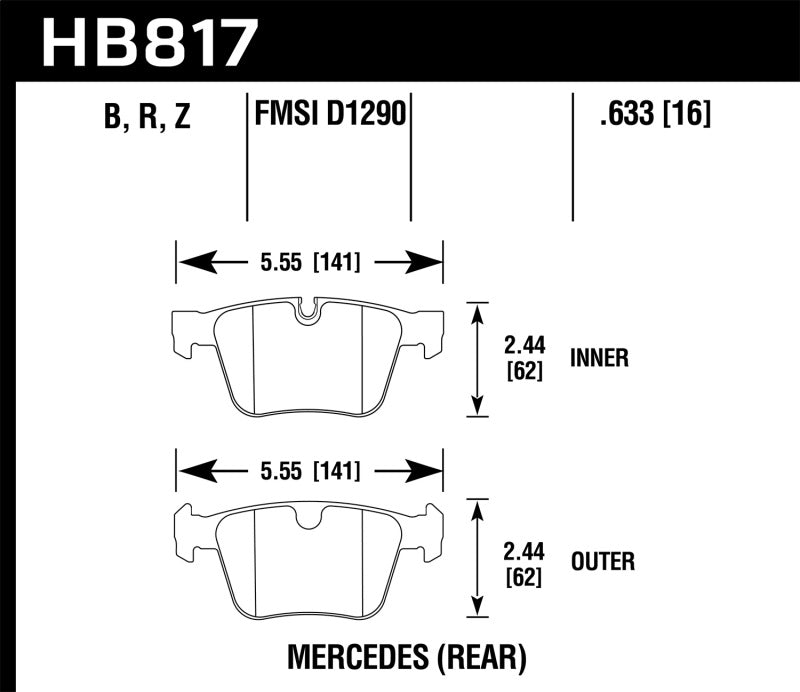 Hawk HPS 5.0 Street Rear Brake Pad HB817B.633 Photo - Primary
