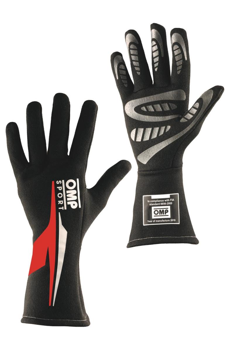 OMP Os 60 Gloves Black/Red L (Fia/Sfi) IB/762E/NR/L IB/762E/NR/L Photo - Primary