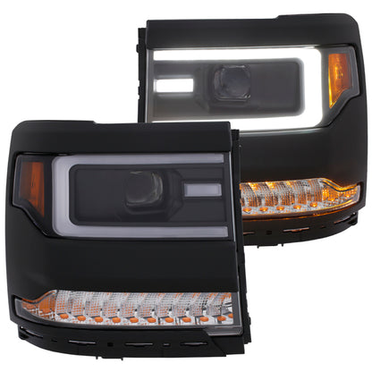 Anzo Chevy Silverado 1500 16-18 Projector Plank Style Headlights Black 111373 Photo - Primary