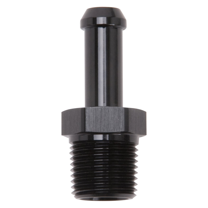 Edelbrock Hose End, Straight, 3/8" NPT to 3/8" Barb, Black Anodize 8117 Photo - Primary