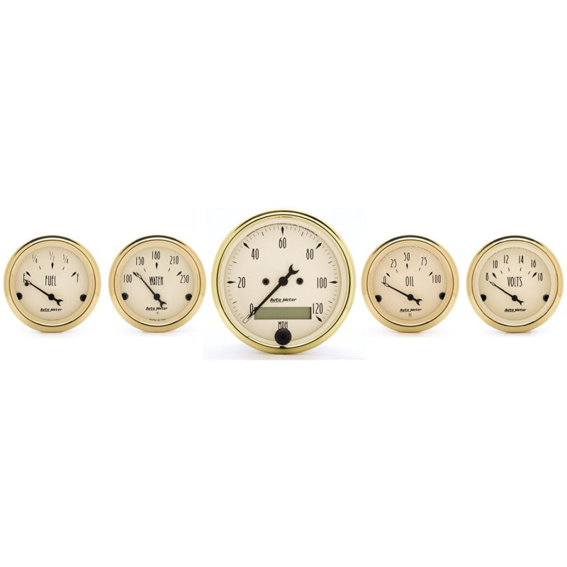 AutoMeter Gauge Kit 5 Pc. 3-1/8in. & 2-1/16in. Elec. Speedometer Golden Oldies 1502 1502 Photo - Primary