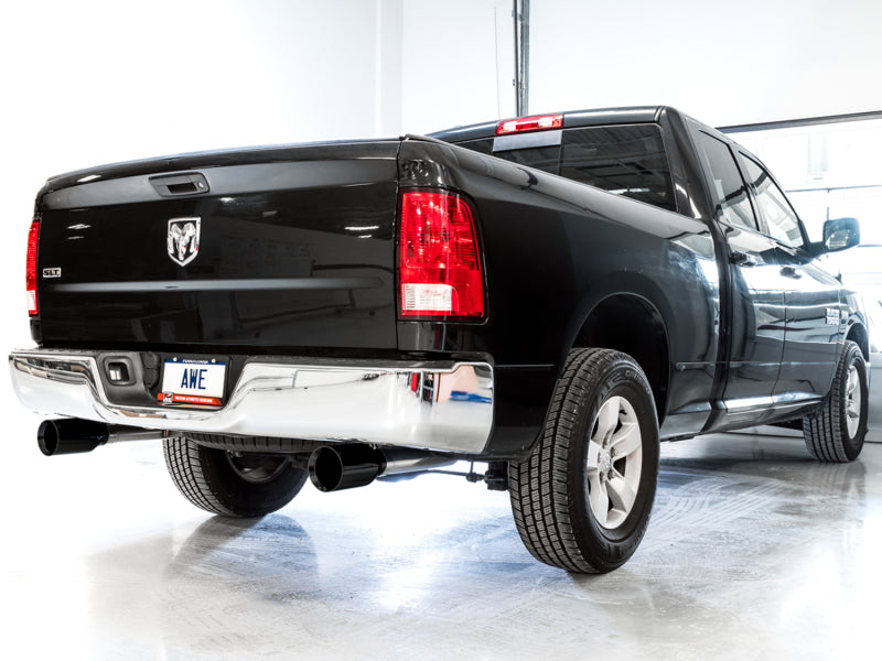 AWE Tuning 09-18 RAM 1500 5.7L (w/o Cutout) 0FG Dual Rear Exit Cat-Back Exhaust - Diamond Black Tips 3015-33104 3015-33104 Photo - Mounted