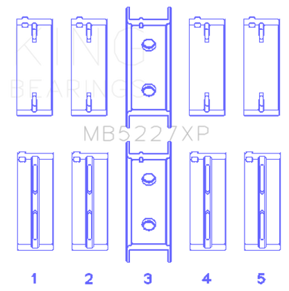 King Engine Bearings King Mitsubishi 4G63/4G64 6 Bolt 1st Gen DSM (Size STD) Performance Main Bearing Set MB5227XP MB5227XP Photo - Primary