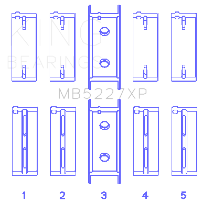 King Engine Bearings King Mitsubishi 4G63/4G64 6 Bolt 1st Gen DSM (Size STD) Performance Main Bearing Set MB5227XP MB5227XP Photo - Primary