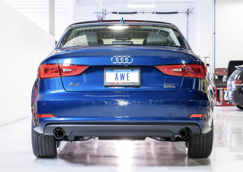 AWE Tuning Audi 8V A3 Touring Edition Exhaust - Dual Outlet Chrome Silver 90 mm Tips 3015-32056 3015-32056 Photo - Mounted