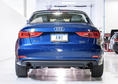 AWE Tuning Audi 8V A3 Touring Edition Exhaust - Dual Outlet Chrome Silver 90 mm Tips 3015-32056 3015-32056 Photo - Mounted