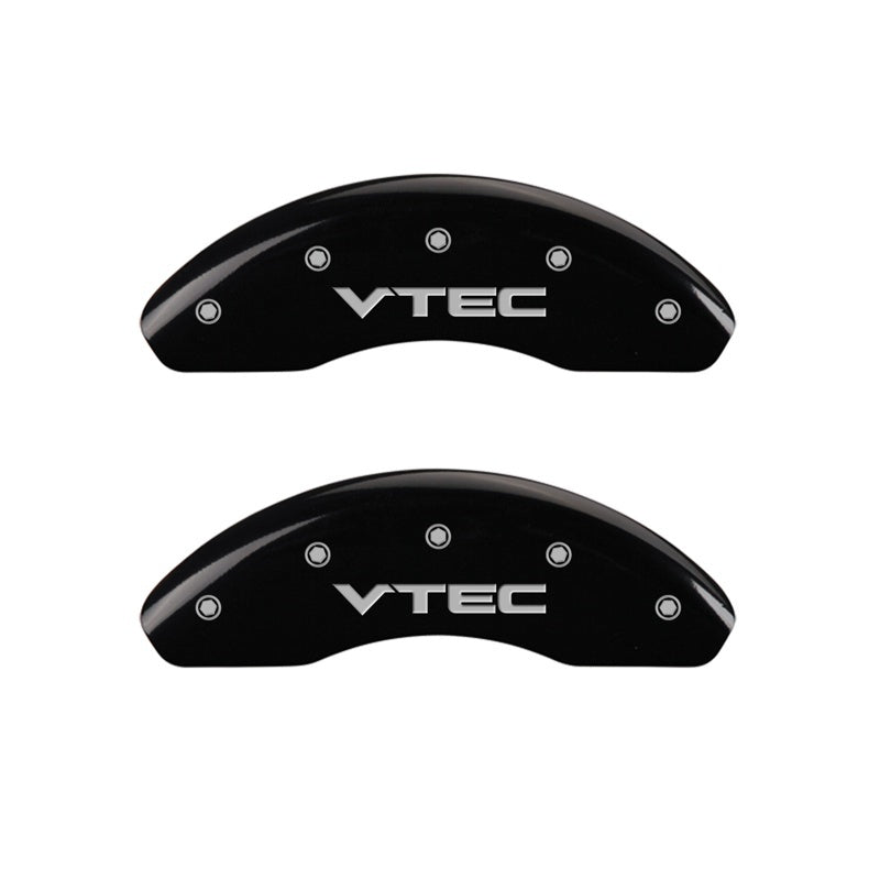 MGP Front set 2 Caliper Covers Engraved Front Vtec Black finish silver ch 20209FVTCBK 20209FVTCBK Photo - Primary