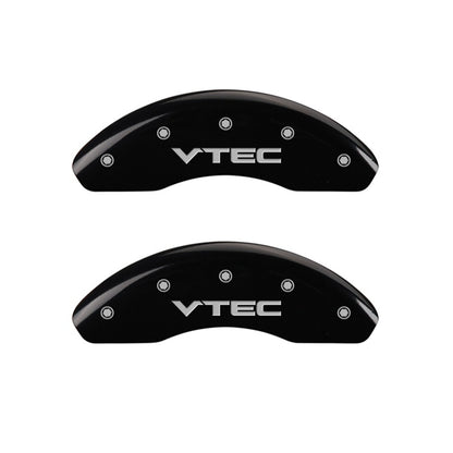 MGP Front set 2 Caliper Covers Engraved Front Vtec Black finish silver ch 20209FVTCBK 20209FVTCBK Photo - Primary