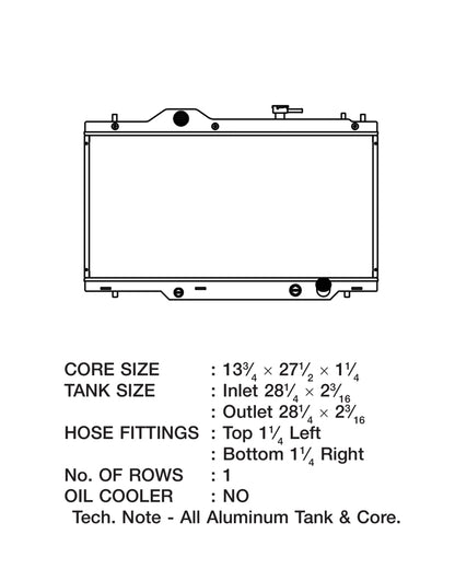 CSF 02-06 Acura RSX Radiator 7000 Technical Drawing