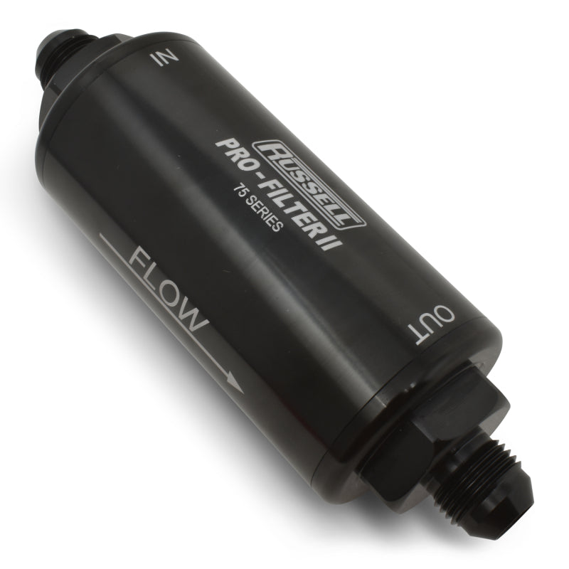 Russell Performance Profilter Fuel Filter 6.25in Long 10 Micron -6AN Inlet -10AN Outlet - Black 750601 750601 360 Degree Image Set