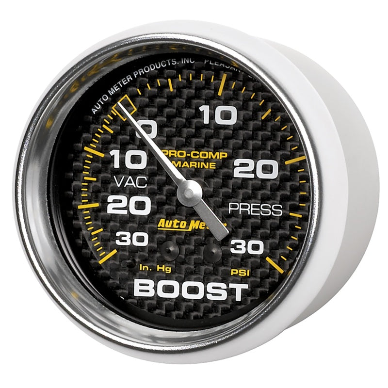Autometer Marine Carbon Fiber Gauge 2-5/8in Mechanical Vacuum/Boost Gauge 30INHG-30PSI 200775-40 200775-40 User 2