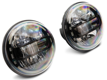 Raxiom 97-18 Jeep Wrangler TJ/JK Axial 7-Inch LED Headlights w/ DRL- Black Housing (Clear Lens) J155570 J155570 Photo - Close Up