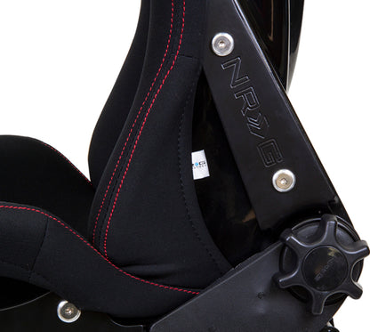 NRG Reclinable FRP Bucket Seat, Black Cloth, Red Stitching With Black Back RSC-400BK User 1