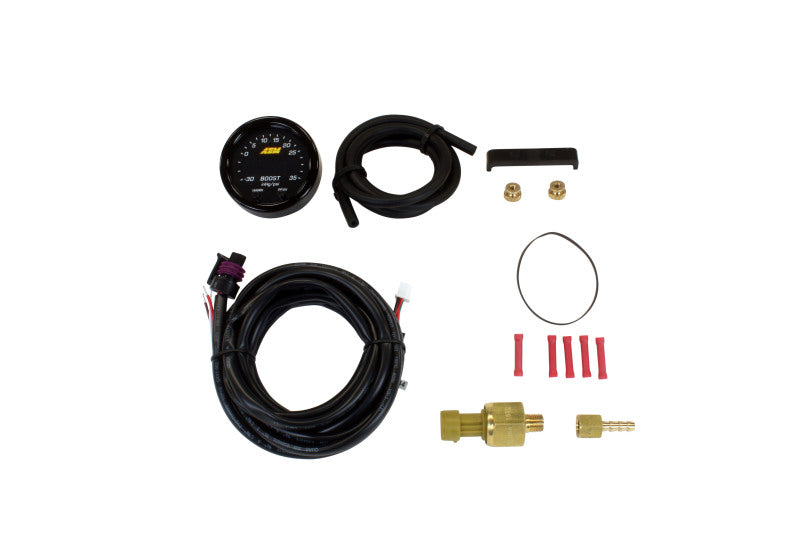 AEM Electronics X-Series Boost Pressure Gauge -30inHg-35psi / -1-2.5bar. Black Bezel & 30-0306 Photo - Primary