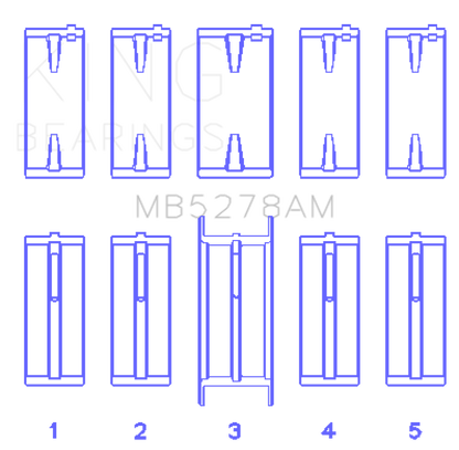 King Engine Bearings Ford 140Ci /2.3Liter/L4 (Size +0.75mm) Main Bearing Set MB5278AM0.75 MB5278AM0.75 Photo - Primary