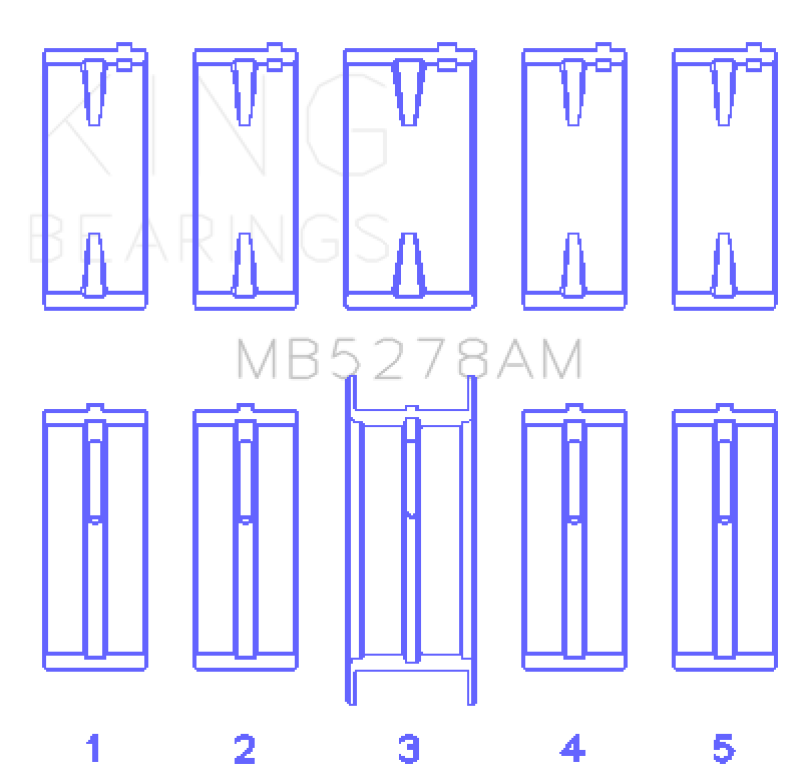 King Engine Bearings Ford 140Ci /2.3Liter/L4 (Size +0.25mm) Main Bearing Set MB5278AM0.25 MB5278AM0.25 Photo - Primary