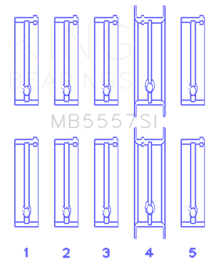 King Engine Bearings ChevrolET 121Ci/Ln2 134Ci (Size +0.50mm) Main Bearing Set MB5557SI0.5 MB5557SI0.5 Photo - Primary