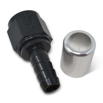 Russell Crimp-On Straight Hose End - Black / Silver 610463 Photo - out of package