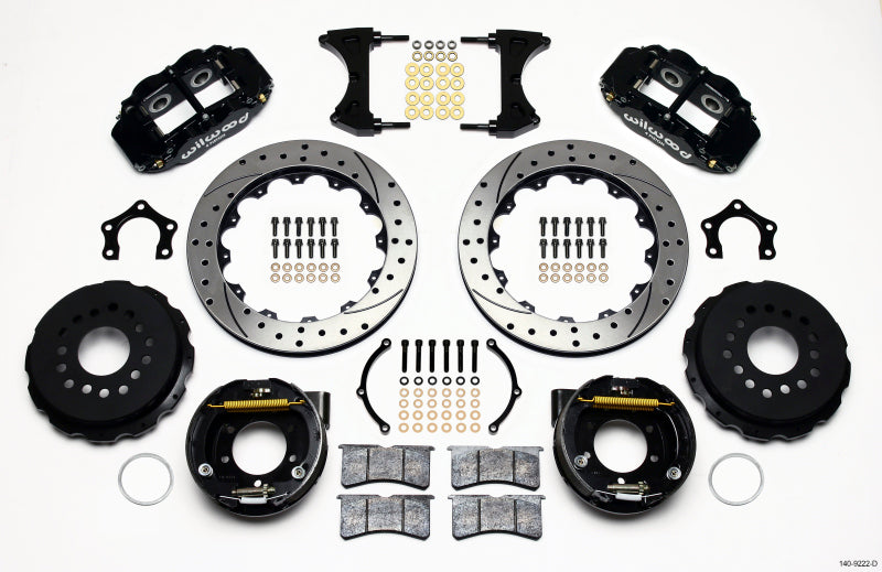 Wilwood Narrow Superlite 4R Rear P-Brk Kit 12.88in Drilled Mopar/Dana 2.36in Off w/Snap Ring Brng 140-9222-D 140-9222-D Photo - Primary