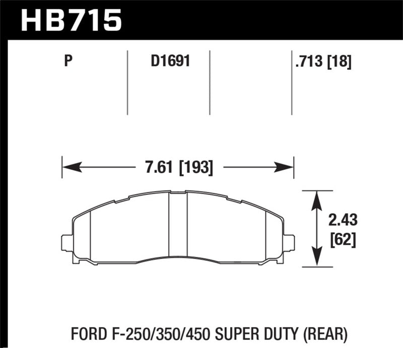 Hawk 15-17 Ford F-250/350 LTS Street Rear Brake Pads HB715Y.713 HB715Y.713 Photo - Primary