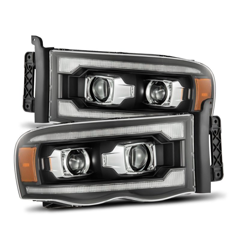 AlphaRex 02-05 Dodge Ram 1500 LUXX LED Proj Headlights Plank Style Black w/Activ Light/Seq Signal 880567 880567 Photo - Primary