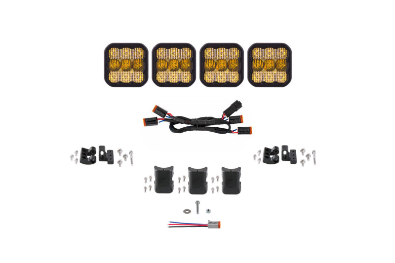 Diode Dynamics SS5 Pro Universal CrossLink 4-Pod Lightbar - Yellow Combo DD7241 DD7241 Photo - Primary