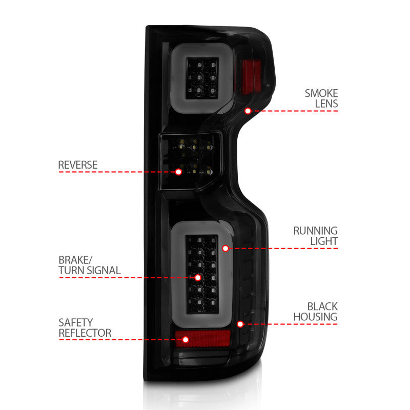 ANZO 19-21 Chevy Silverado Full LED Tailights Black Housing Smoke Lens G2 (w/C Light Bars) 311415 311415 User 3