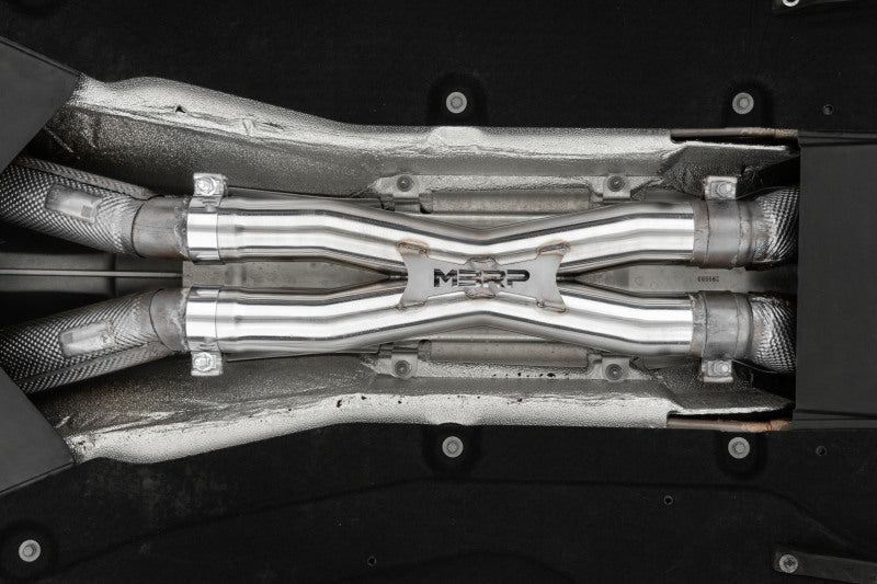 MBRP 12-21 Ferrari 812SF/812GTS/F12 6.3L/ 6.5L 3in Resonator Delete X-Pipe - T304 S3900304 S3900304 Photo - Mounted