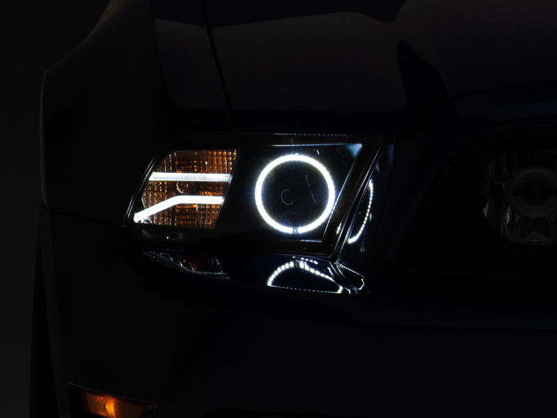 Raxiom 13-14 Ford Mustang LED Halo Projector Headlights- Black Housing (Clear Lens) 408997 408997 Photo - Close Up
