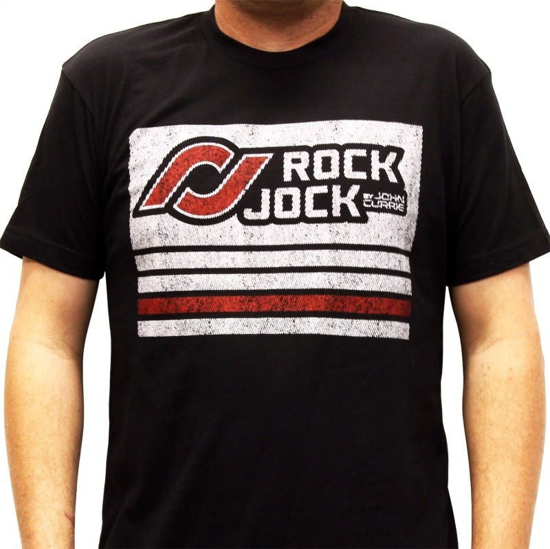 RockJock T-Shirt w/ Distressed Logo Black Youth XS Print on the Front RJ-711003-YXS