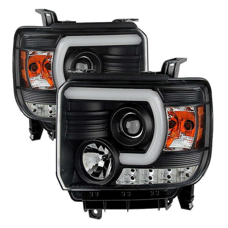 Spyder GMC Sierra 14-16 Projector Headlights Light Bar DRL Black PRO-YD-GS14-LBDRL-BK 5080523 5080523 Photo - Primary