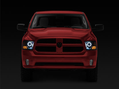 Raxiom 09-18 RAM 1500 Super White LED Halo Projector Headlights- Black Housing (Clear Lens) R110150 R110150 Photo - Close Up