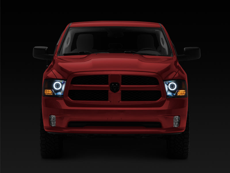 Raxiom 09-18 RAM 1500 Super White LED Halo Projector Headlights- Black Housing (Clear Lens) R110150 R110150 Photo - Close Up