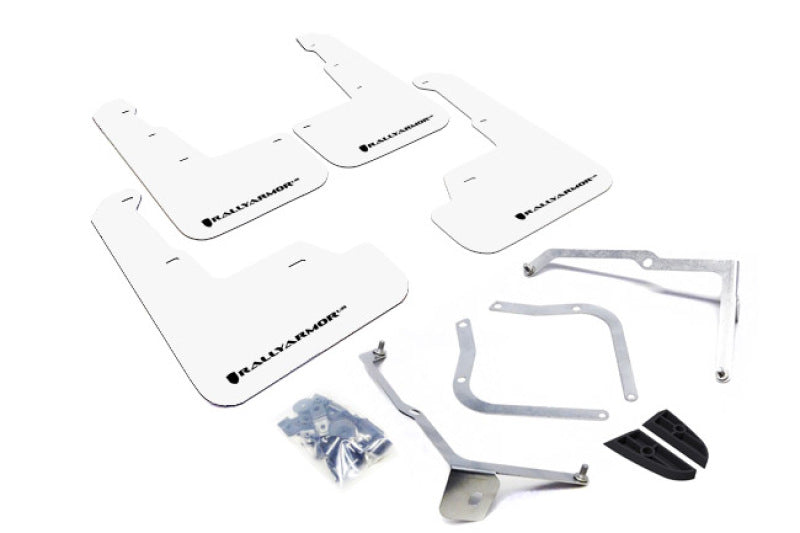 Rally Armor  15-18 Subaru WRX/STi Sedan UR White Mud Flap w/ Black Logo MF32-UR-WH/BLK Photo - Primary