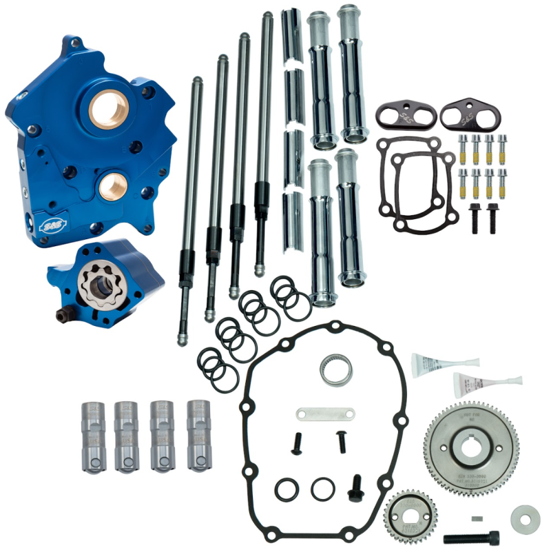 S&S Cycle 2017+ M8 Oil Cooled Models Gear Drive Cam Chest Kit w/o Cam - Chrome Pushrod Tubes 310-1259 310-1259 User 1