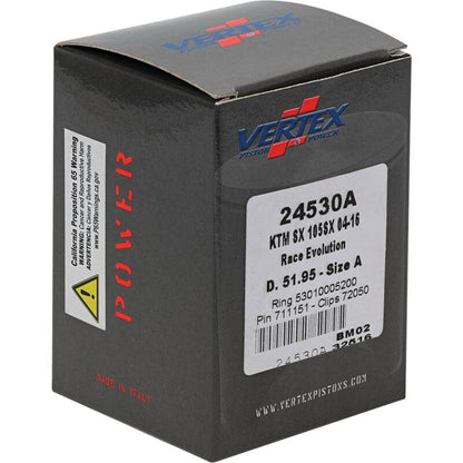 Vertex Pistons Vertex Piston 04-11 KTM 105 SX 105cc Cast Race Evolution Stroker Piston Kit 112cc 15mm 24530A 24530A Photo - Primary