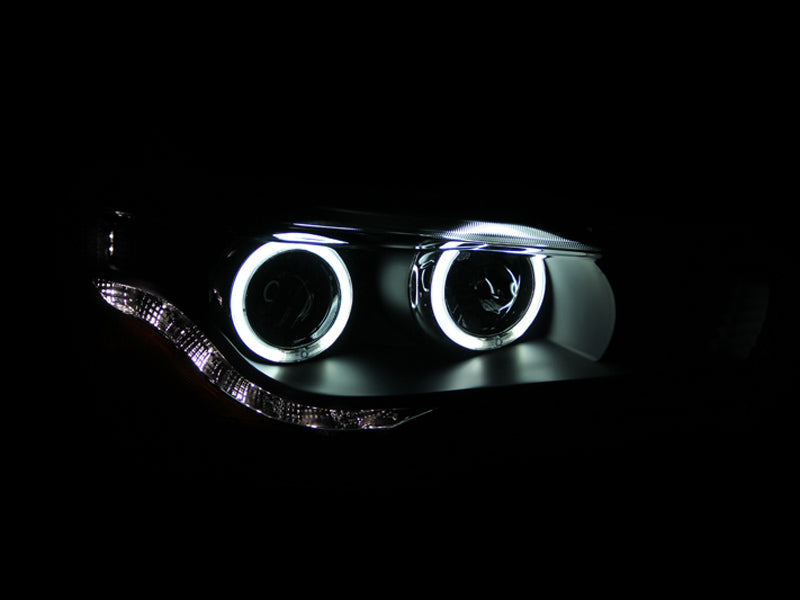 Anzo 2008-2015 Mitsubishi Lancer Projector Headlights w/ Halo Black (CCFL) 121428 Photo - Mounted