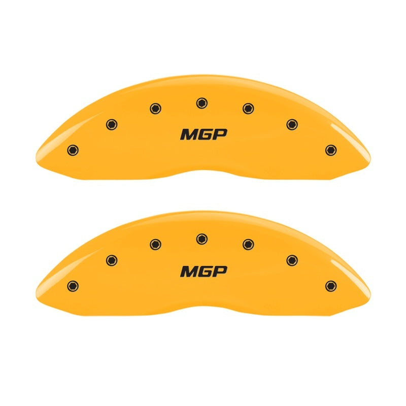 MGP Front set 2 Caliper Covers Engraved Front MGP Yellow finish black ch 14221FMGPYL 14221FMGPYL Photo - Primary