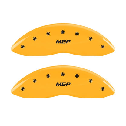 MGP Front set 2 Caliper Covers Engraved Front MGP Yellow finish black ch 34207FMGPYL 34207FMGPYL Photo - Primary
