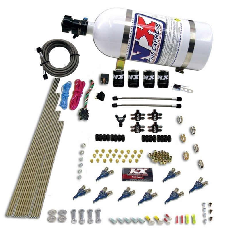 Nitrous Express 8 Cyl Piranha Direct Port 4 Solenoids Nitrous Kit (200-500HP EFI Jets) w/10lb Bottle 80001EFI-10 80001EFI-10 Photo - Primary