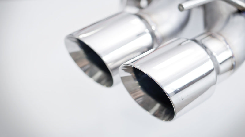 Stainless Works 2016-18 Cadillac CTS-V Sedan Catback System Resonated X-Pipe Dual-Mode Mufflers CTSV16CB CTSV16CB Photo - Close Up